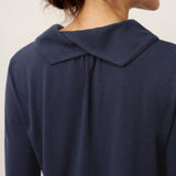 Bamboo Viscose Lapel Mock Neck Stretch Knit Top MARISOL