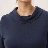 Bamboo Viscose Lapel Mock Neck Stretch Knit Top MARISOL