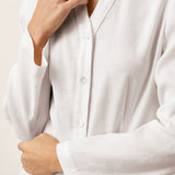 Linen-Lyocell Mandarin Collar Fitted Seam Shirt THORA
