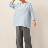 Linen White Boat Neck Oversized Top AVA