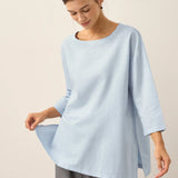 Linen White Boat Neck Oversized Top AVA