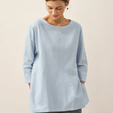 Linen White Boat Neck Oversized Top AVA