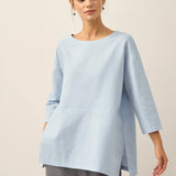 Linen White Boat Neck Oversized Top AVA