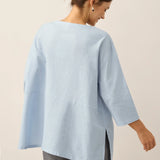 Linen White Boat Neck Oversized Top AVA