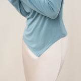 Wool Lyocell Twisted V-Neck Ruched Top NATALIE