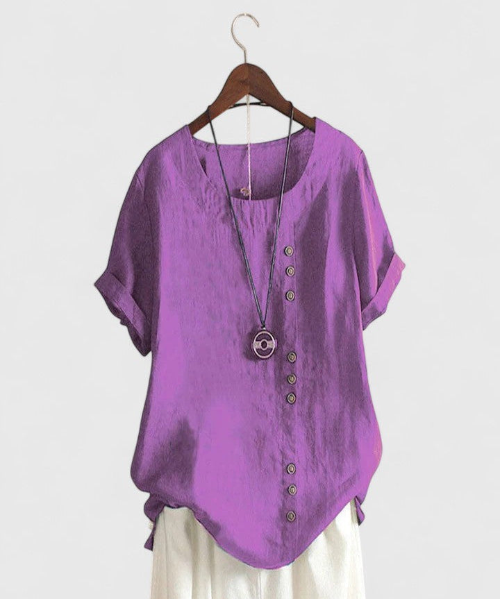 Elisavie - Comfortable Short Sleeve Blouse