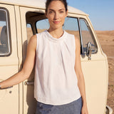 100% Linen Structured Collar Sleeveless Blouse BLAIR