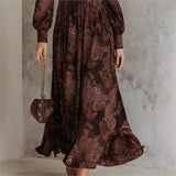 Lily - Elegant Print Long Sleeve Maxi Dress