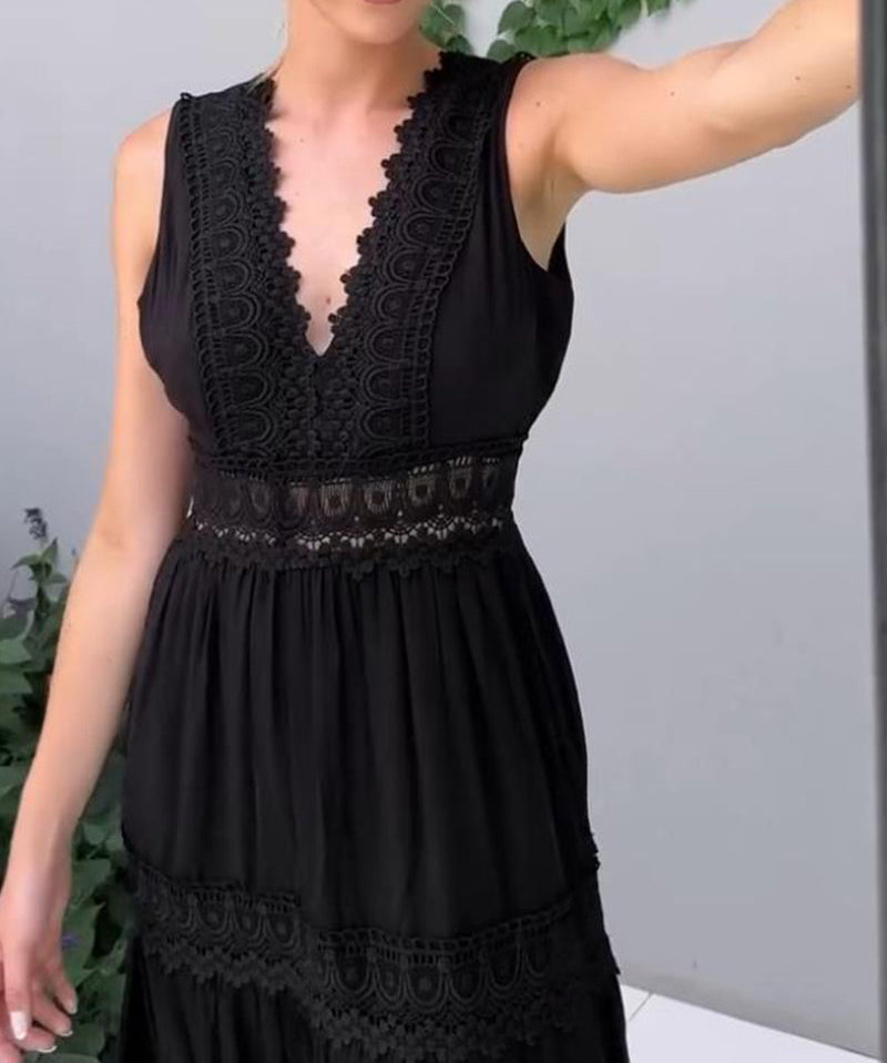 Charlotte - Handcrafted Lace Dress with V-Neckline