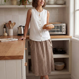 100% Linen Buttons Down Tank Top ERIN