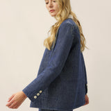 Tencel Linen Reversible Denim Texture V Neck Jacket ELLIE