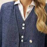 Tencel Linen Reversible Denim Texture V Neck Jacket ELLIE