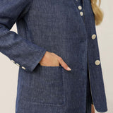 Tencel Linen Reversible Denim Texture V Neck Jacket ELLIE