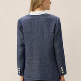 Tencel Linen Reversible Denim Texture V Neck Jacket ELLIE