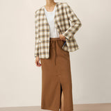 Tencel Linen Reversible Denim Texture V Neck Jacket ELLIE