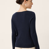 Merino Wool Knot Detail Asymmetric Cutout Top QUINNLEY