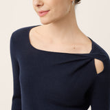 Merino Wool Knot Detail Asymmetric Cutout Top QUINNLEY