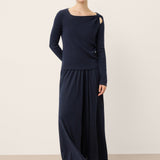 Merino Wool Knot Detail Asymmetric Cutout Top QUINNLEY