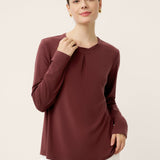 Wool Lyocell Twisted Neck Pullover Top NERISSA