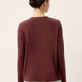 Wool Lyocell Twisted Neck Pullover Top NERISSA