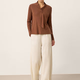 Wool Scarf Collar Long Sleeve Top ALESSIA