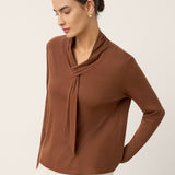 Wool Scarf Collar Long Sleeve Top ALESSIA