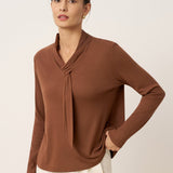 Wool Scarf Collar Long Sleeve Top ALESSIA