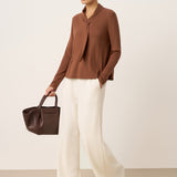 Wool Scarf Collar Long Sleeve Top ALESSIA
