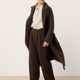 Wool Silk Double-Breasted Lapel Coat SAPPHIRE