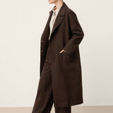 Wool Silk Double-Breasted Lapel Coat SAPPHIRE