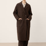 Wool Silk Double-Breasted Lapel Coat SAPPHIRE