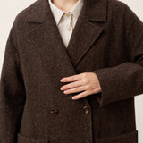 Wool Silk Double-Breasted Lapel Coat SAPPHIRE