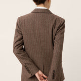 Wool Striped Notched Lapel Suit Blazer DAPHNE