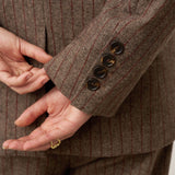 Wool Striped Notched Lapel Suit Blazer DAPHNE