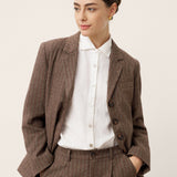 Wool Striped Notched Lapel Suit Blazer DAPHNE