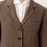 Wool Striped Notched Lapel Suit Blazer DAPHNE
