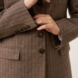 Wool Striped Notched Lapel Suit Blazer DAPHNE