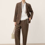 Wool Striped Notched Lapel Suit Blazer DAPHNE