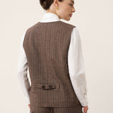 Wool Striped V-Neck Button-Detail Vest ELUNED