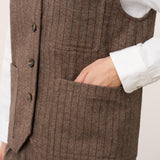 Wool Striped V-Neck Button-Detail Vest ELUNED