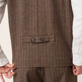 Wool Striped V-Neck Button-Detail Vest ELUNED