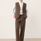 Wool Striped V-Neck Button-Detail Vest ELUNED