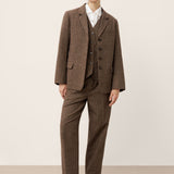 Wool Striped V-Neck Button-Detail Vest ELUNED