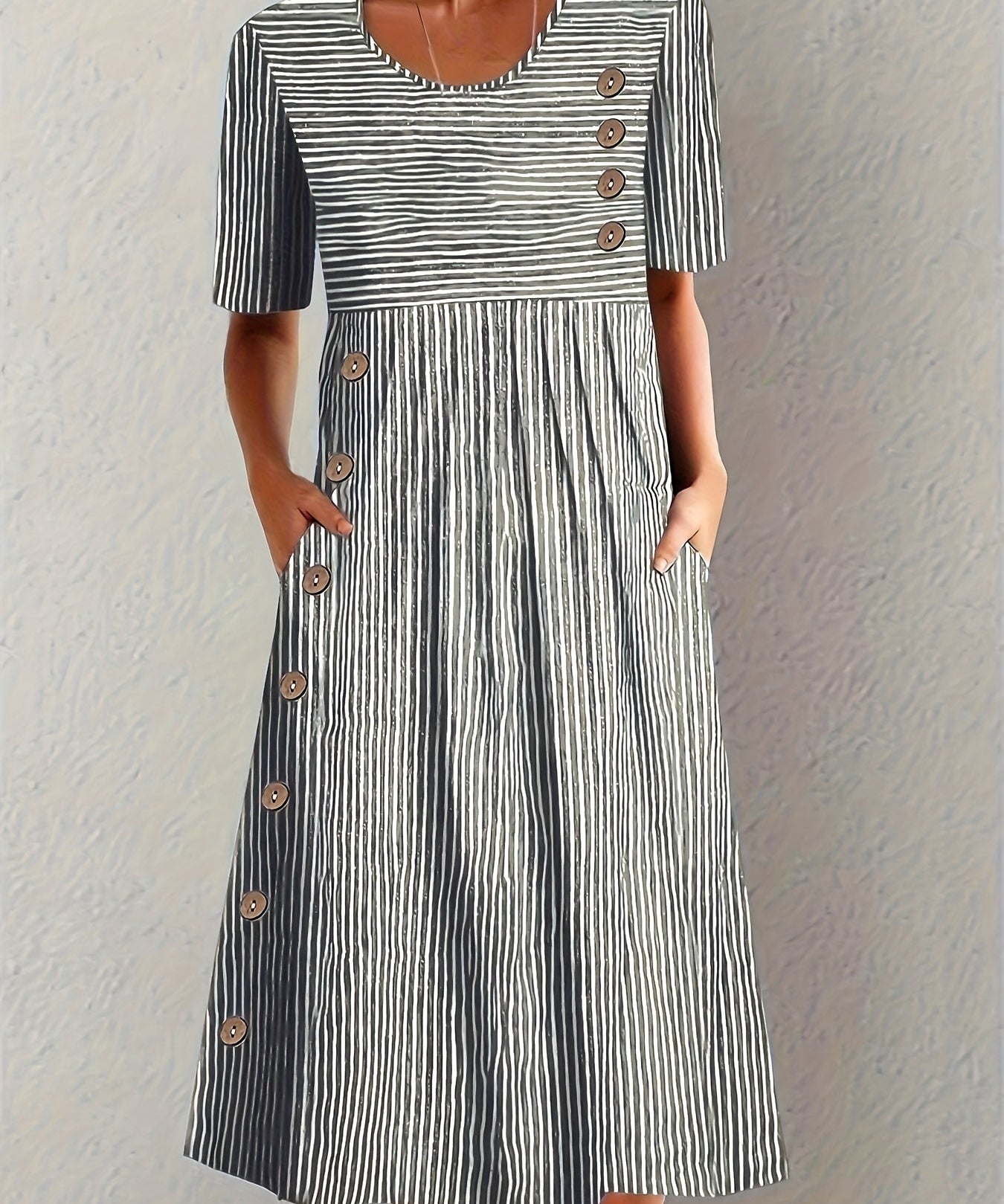Aubrey - Elegant Striped Summer Midi Dress