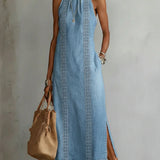 Julia - Retro Lace Denim Dress