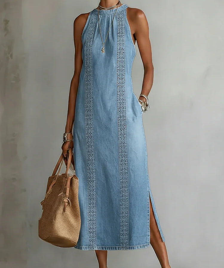 Julia - Retro Lace Denim Dress