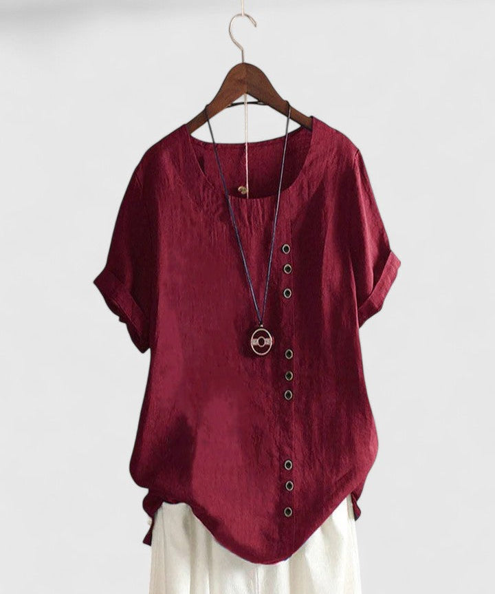 Elisavie - Comfortable Short Sleeve Blouse