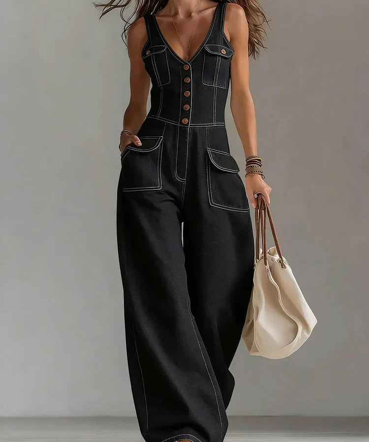 Sophie - Casual Denim Wide Jumpsuit