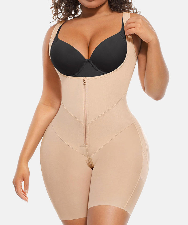 Tummy Control Postpartum Faja Body Shaper with Zipper Crotch