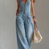 Sophie - Casual Denim Wide Jumpsuit